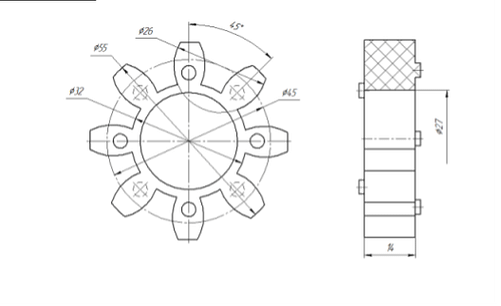 производство упругих вставок с бочкообразными лучами для муфт